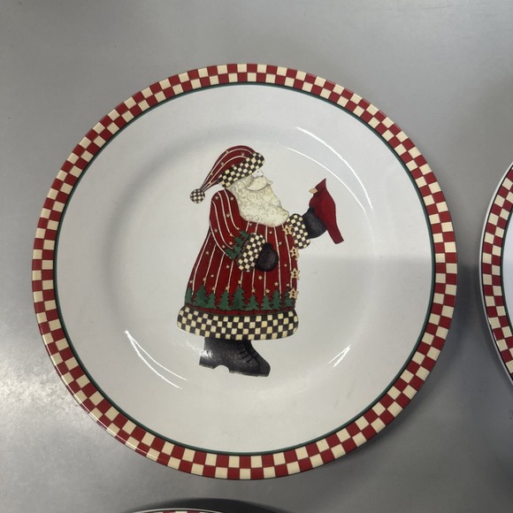 Set Of 4 Magic Of Santa 8" Dessert Plates Bonus 3 Mugs Vintage 1997 Sakura - Picture 5 of 6